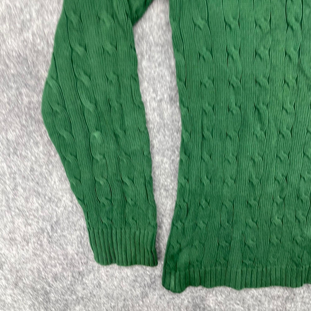 Lauren Ralph Lauren Sweater Extra Large Green Cable Knit Neck Gold Button LRL - Picture 4 of 16